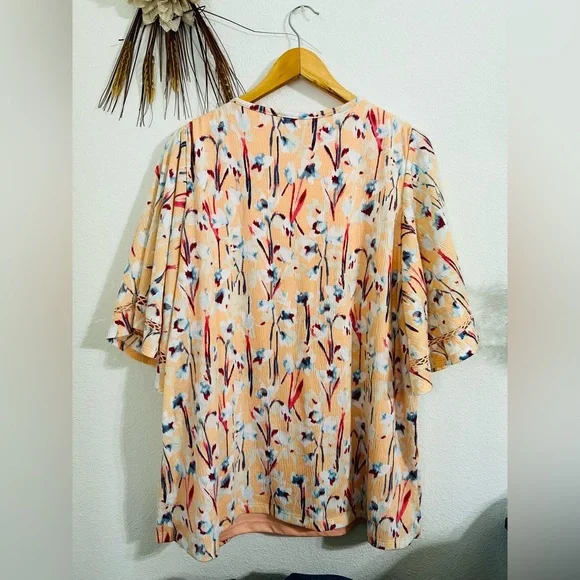 Haute Hippie Floral Multicolor Dolman Sleeve Peasant Top Size Large - Picture 4 of 6